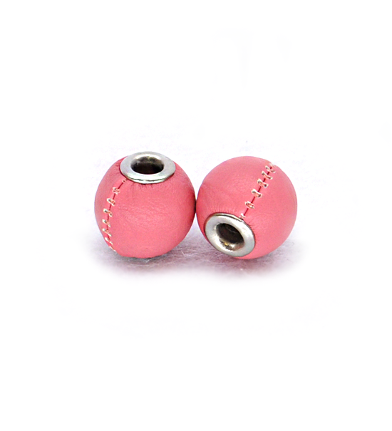 Donut smooth bead similar "leather" (2 pieces) 14 mm - Pink